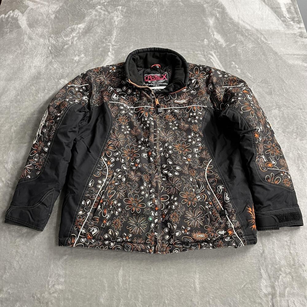Castle X Jacket Kids XL Black Floral Insulated Puffer‎ Winter Coat Snowmobile
